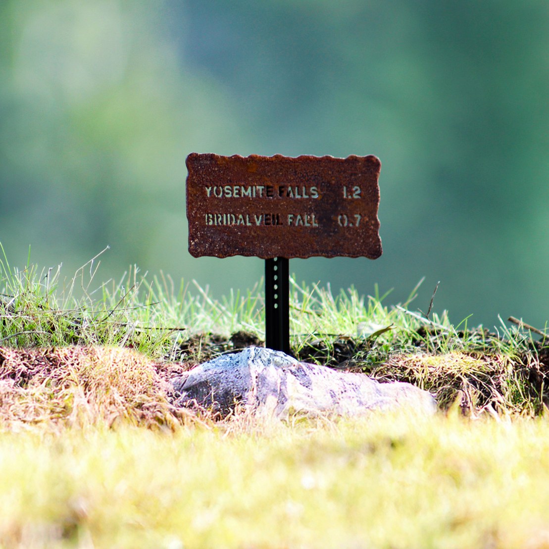 Yosemite Trail Sign: Yosemite Falls & Bridalveil Fall