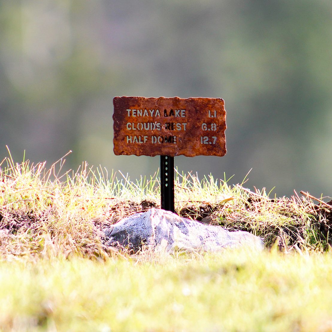 Yosemite Trail Sign: Tenaya Lake to Clouds Rest to Half Dome