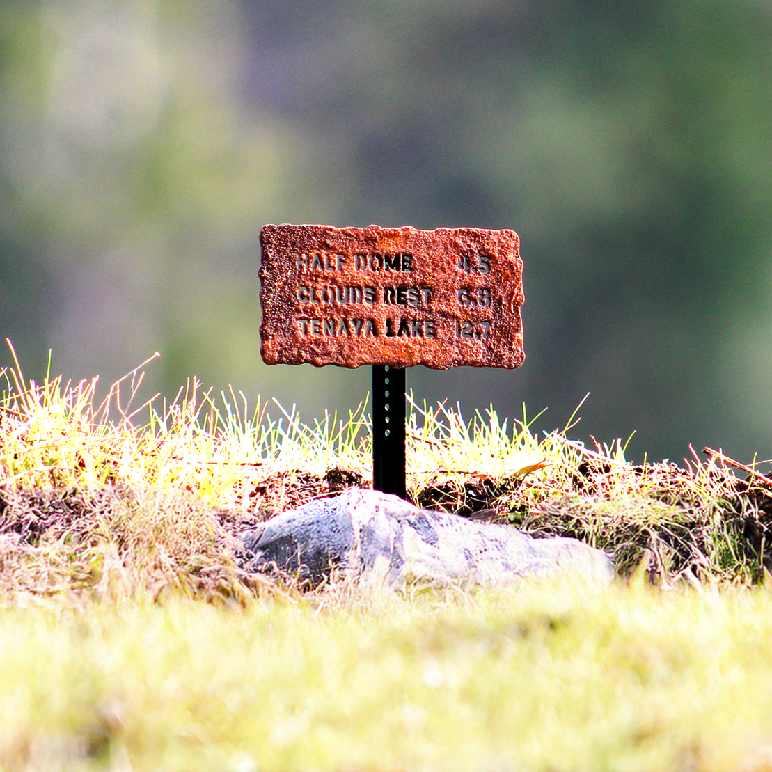 Yosemite Trail Sign: Half Dome to Clouds Rest to Tenaya Lake