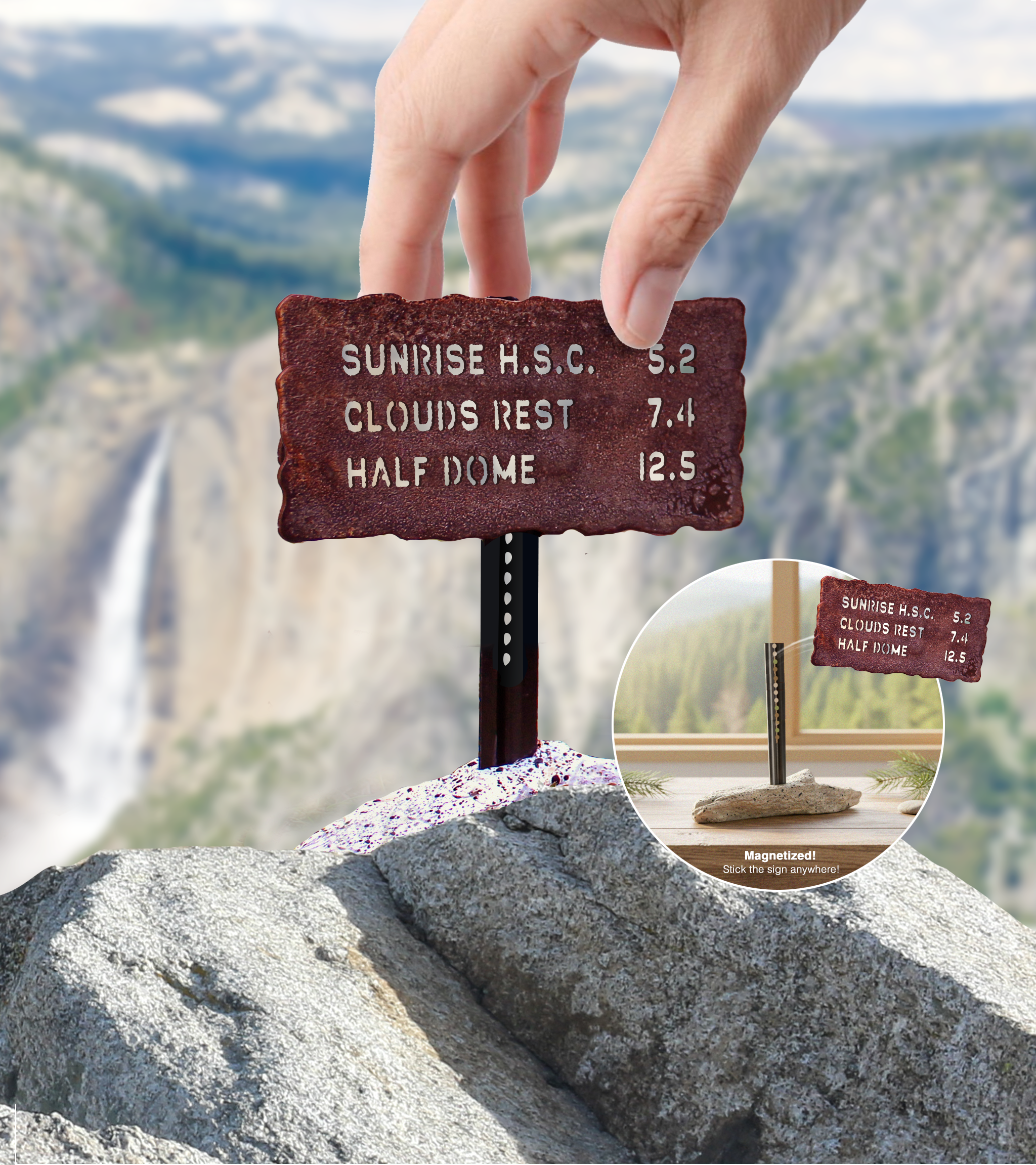 Yosemite Trail Sign: Sunrise H.S.C. to Clouds Rest to Half Dome