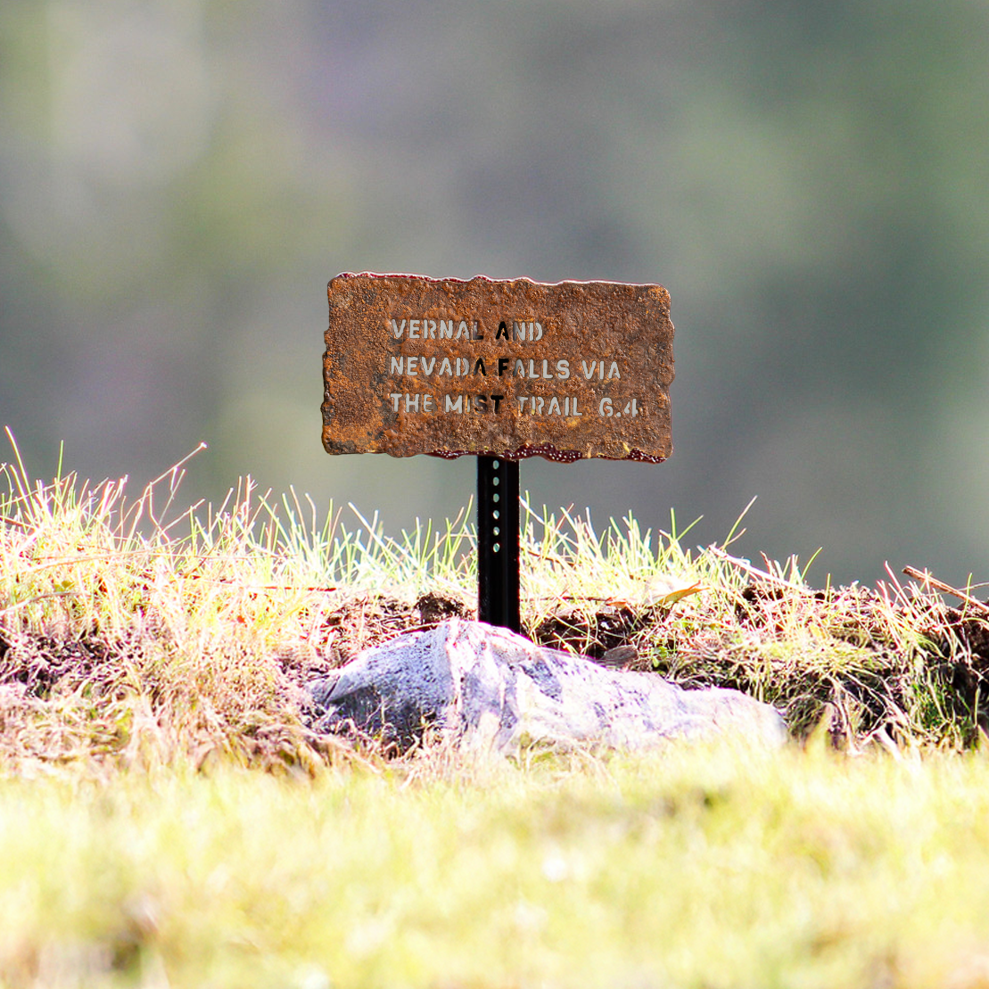 Yosemite Trail Sign: Vernal and Nevada Falls via the Mist Trail