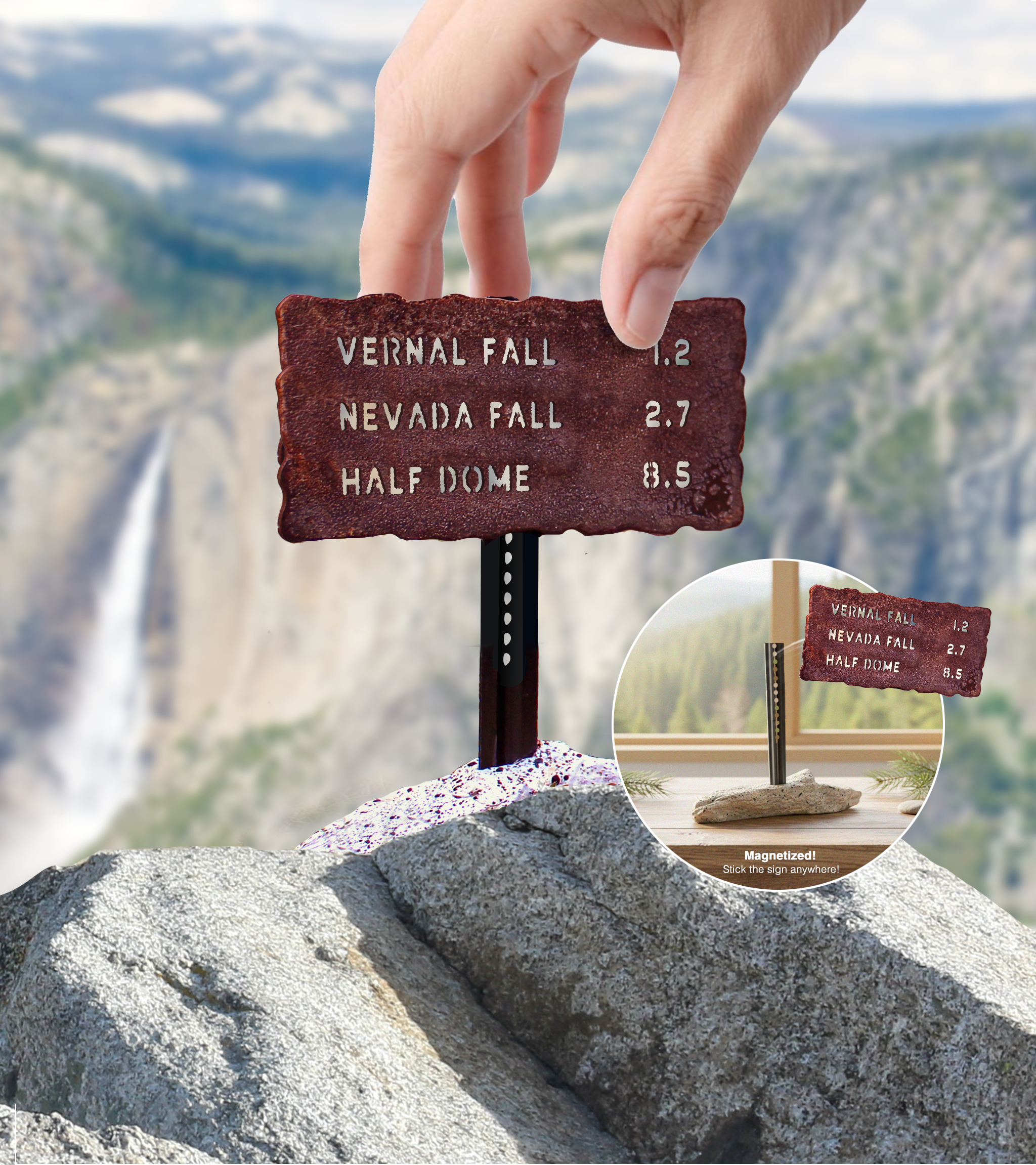 Yosemite Trail Sign: Vernal Fall to Nevada Fall to Half Dome